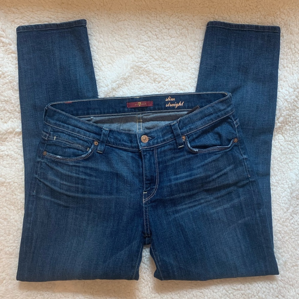 7 For all Mankind slim straight ankle jeans sz 30